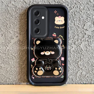 เหมาะสําหรับ Samsung A16 A26 A36 A56 5G เคสโทรศัพท์ใหม่น่ารักหมีกระจกขาตั้ง lprotective พร้อมความงามปกอ่อน JT07