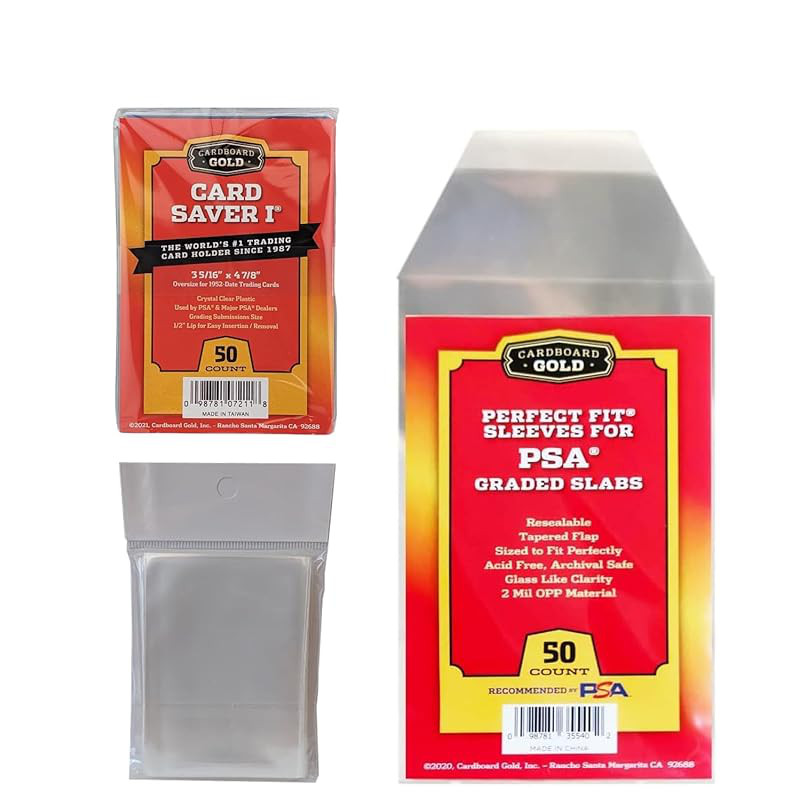 PSA Certified Card Protector Set: Includes 50 Card Saver 1 Sleeves and Perfect Fit Sleeves for optim
