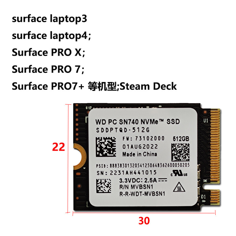 Xishu SN740 1T 2T 2230 M.2 PCIE4.0 x 4m2 Solid State Drive 2tb SSD SN530