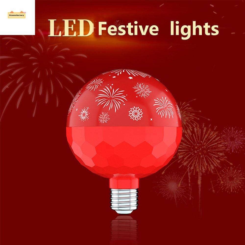 FITNESSFACTORY หลอดไฟหลากสีปีใหม่, หลอดไฟฉายภาพความสุขโชคดี, เปลี่ยนสีอวยพร E27 เกลียวปาร์ตี้ LED ไฟ