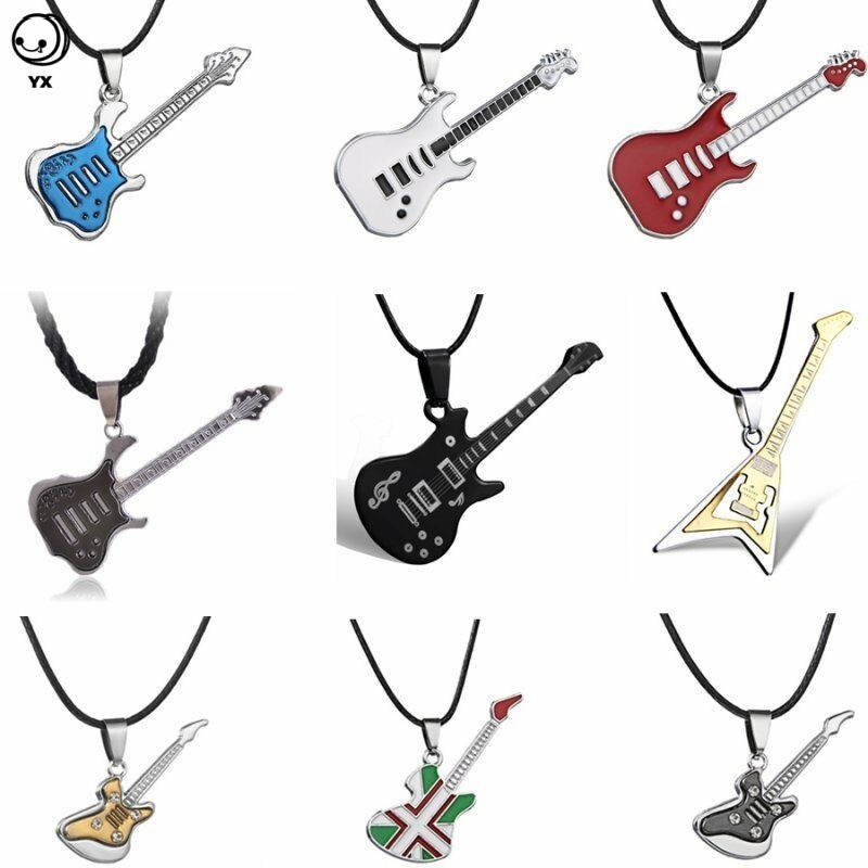 สร้อยคอจี้กีตาร์สแตนเลส สไตล์ Y2K Punk Rock เหมาะสำหรับเป็นของขวัญ คนรักดนตรีจะชอบ!