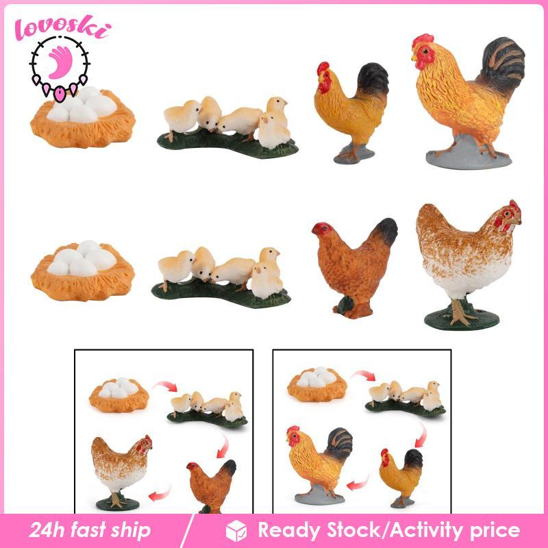[Lovoski] Animal Chicken Life Cycle Growth Cycle Model Hen Rooster Figures for Kids