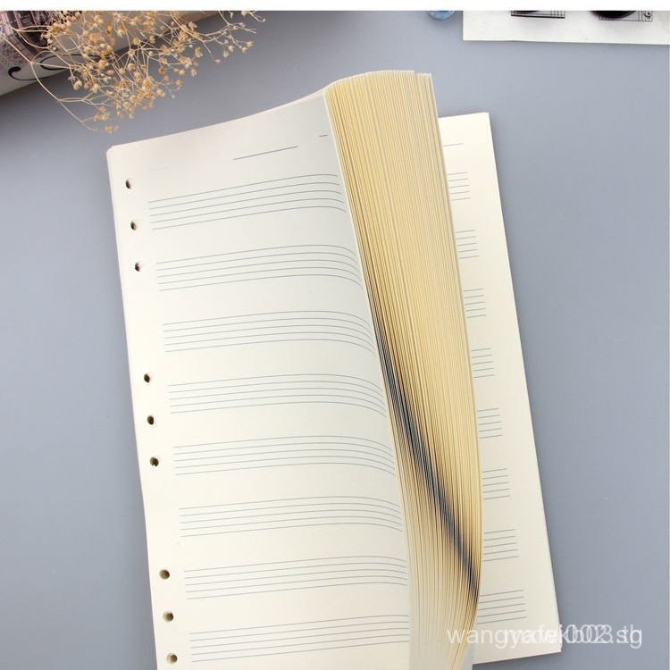 9-Hole B5 หนังสือเพลงหลวมเติมพนักงาน Four-Line Score หกสาย Score หนังสือหน้าด้านใน