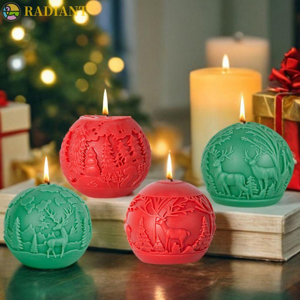 RADIANTF Christmas Ball Mold, 3D Christmas Tree Aromatherapy Candle Mold, Soap Mold Handmade ซิลิโคน