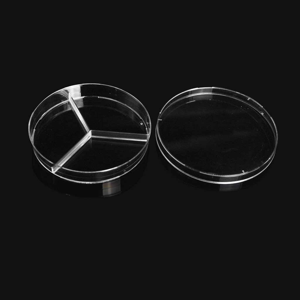 Petri dish, sterile, PS, 90x15mm., three compartment, (10 pc/pk,50pk/cs)#12560, Labselect