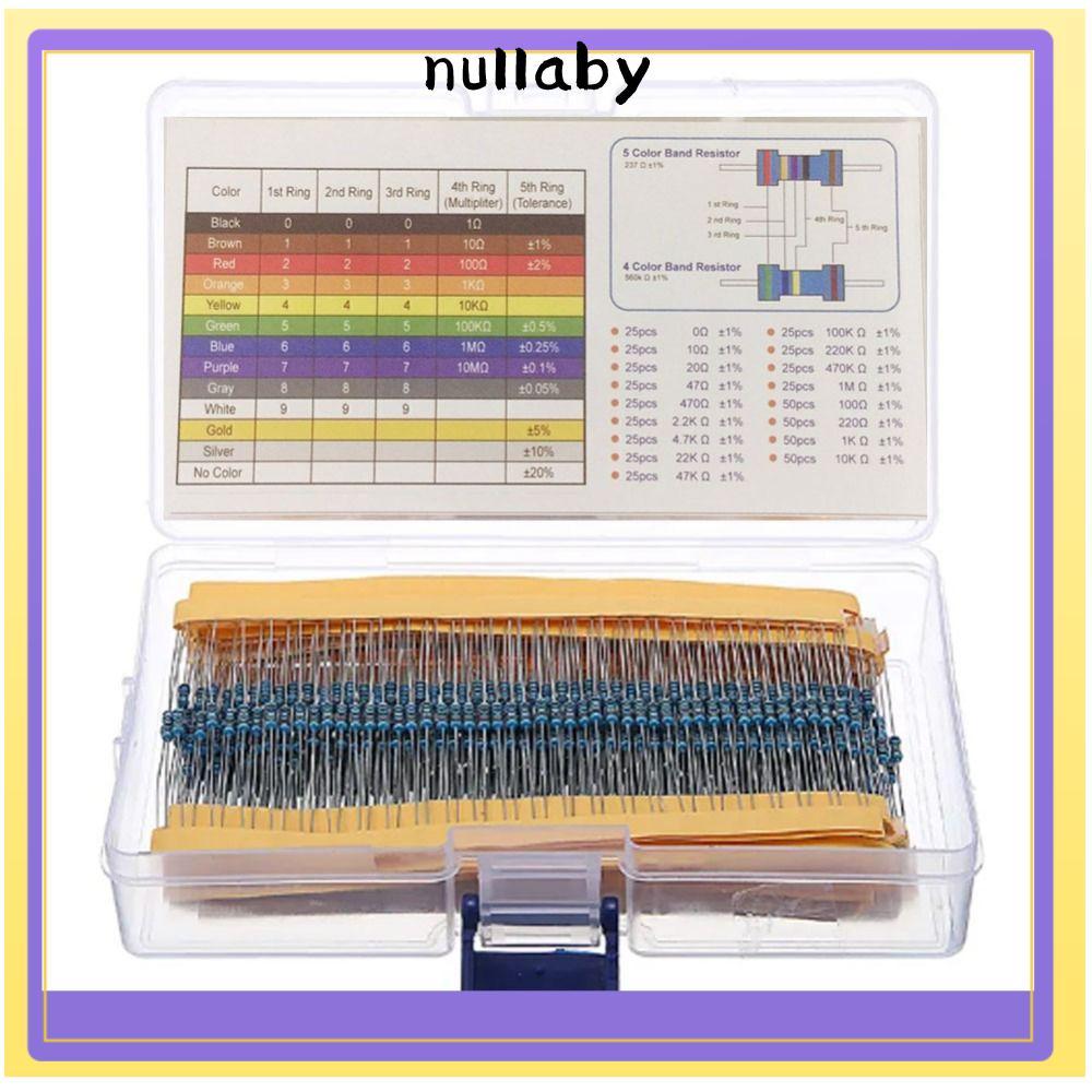 NULLABY 525 ชิ้น Resistor Kit, 17 ค่า 0 Ohm-1M Ohm Resistors Assortment Kit, Electric Resistors Set 
