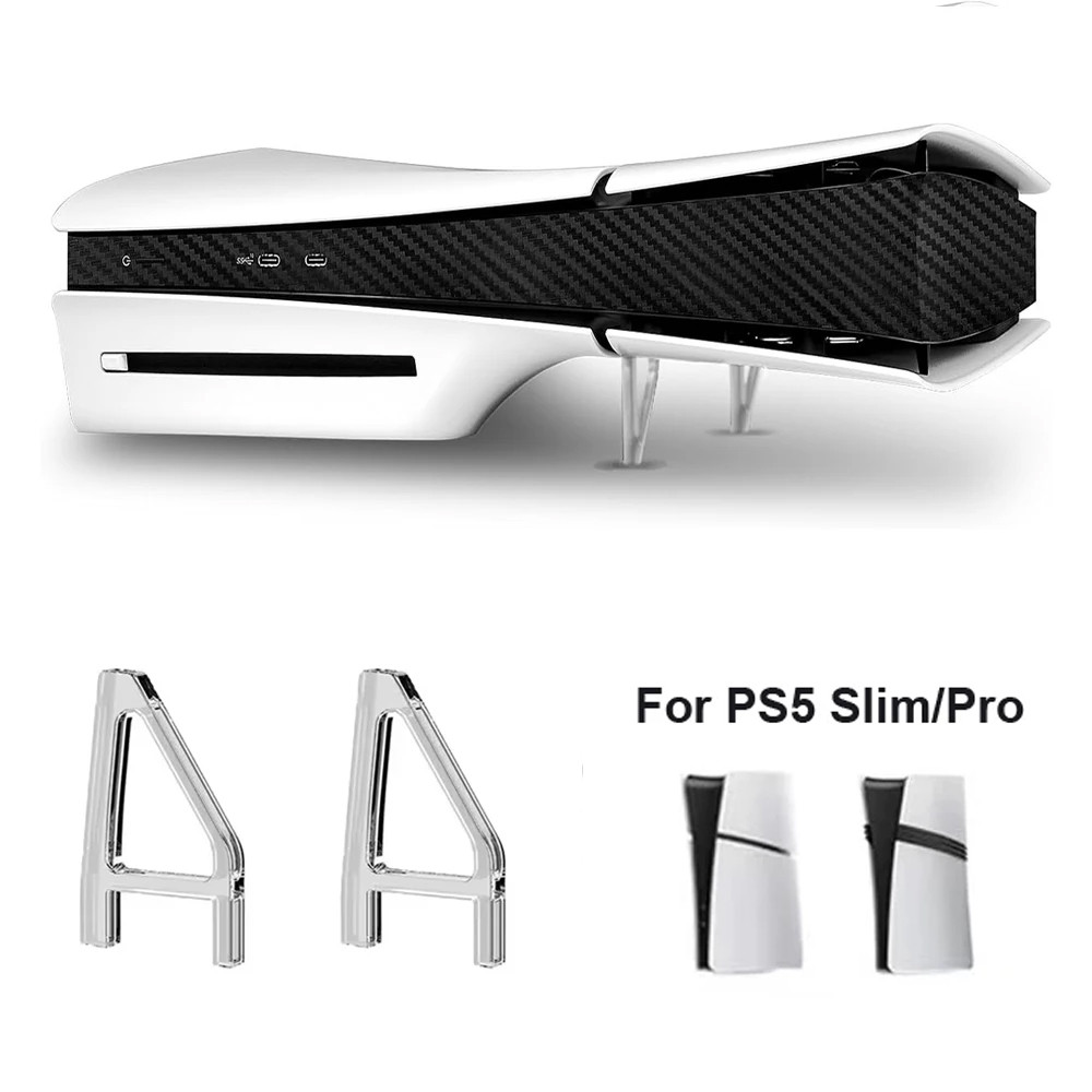 ขาตั้งแนวนอนสําหรับ PS5 Slim / Pro ขาตั้งอะคริลิคใสสําหรับอุปกรณ์เสริมเกม PS5 Slim