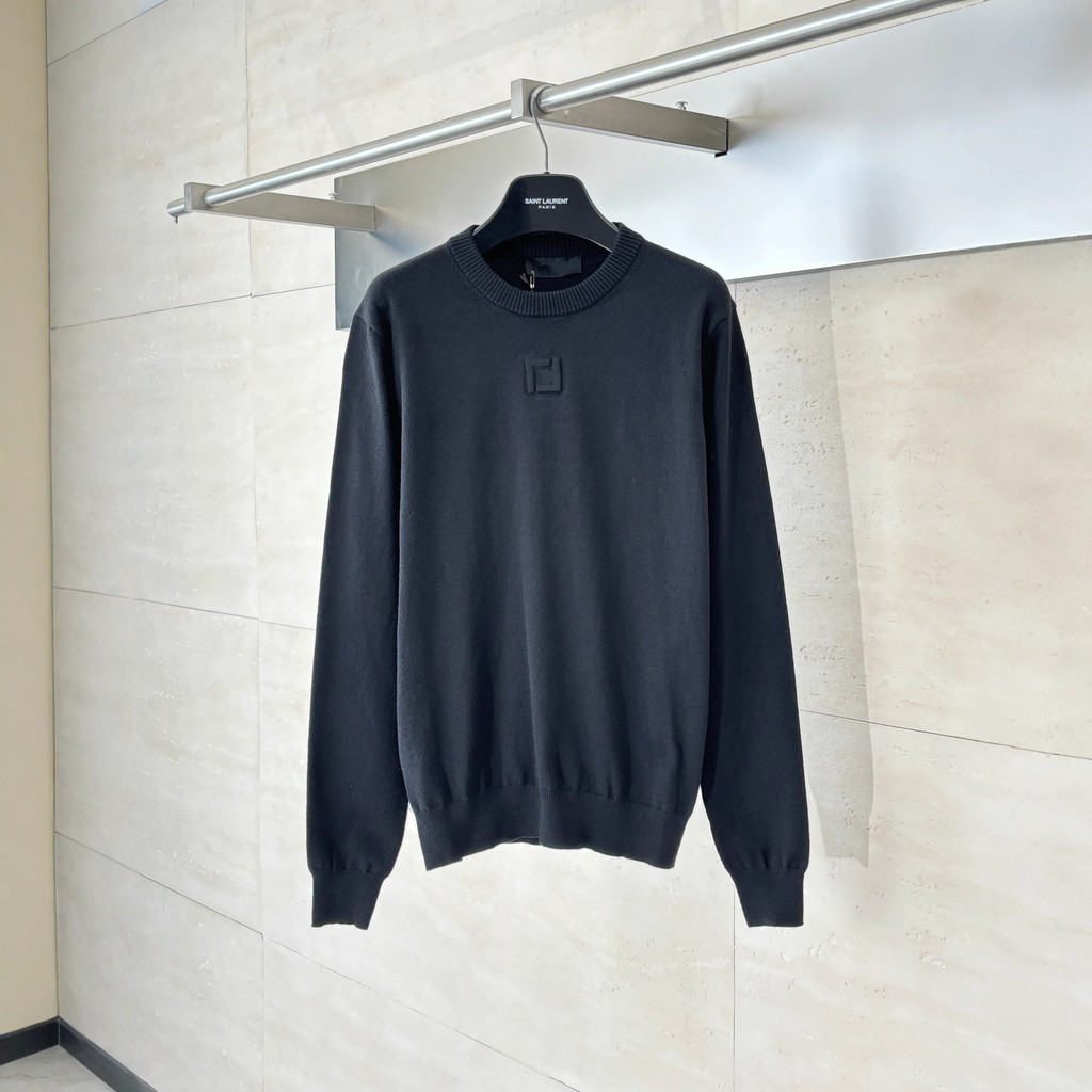 L64H FEN11 New Embossed Base Wool Pullover Knit Sweater Unisex Trendy