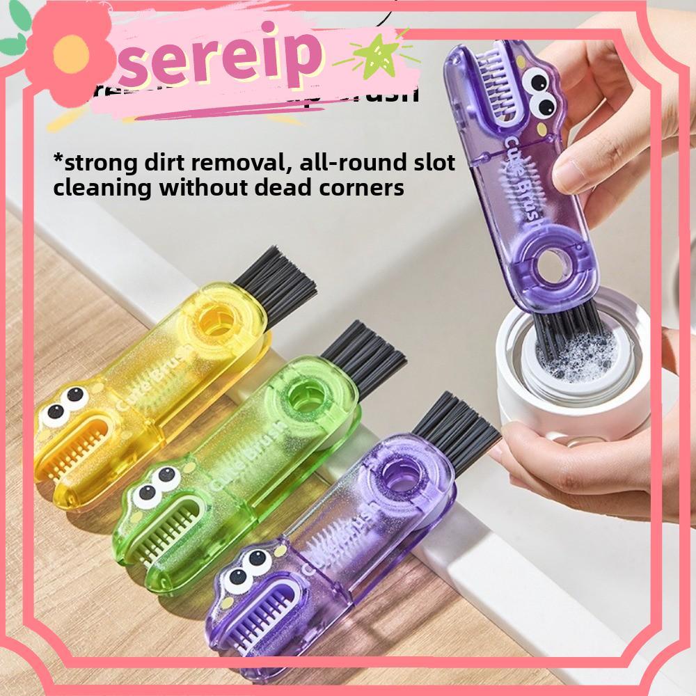 SEREIP แปรงทําความสะอาดฝาถ้วย 3 In 1, แปรงทําความสะอาดรอยแยกมัลติฟังก์ชั่นจระเข้, ทําความสะอาด 3in1 