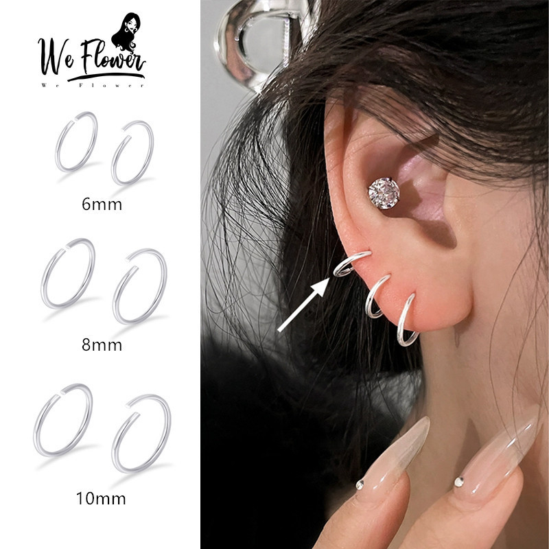 We Flower ต่างหู Hoop สไตล์มินิมอล s925 เงิน เหมาะสำหรับทุกเพศ พิเศษ! ของแถมฟรี
