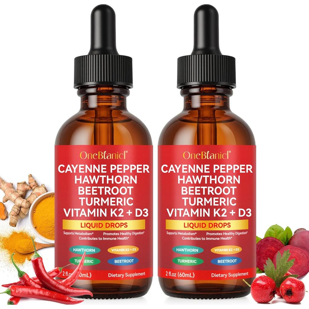 2 Pack Cayenne Pepper Drops, Liquid Cayenne Pepper Organic, Cayenne Health Supplements, Cayenne Pepp