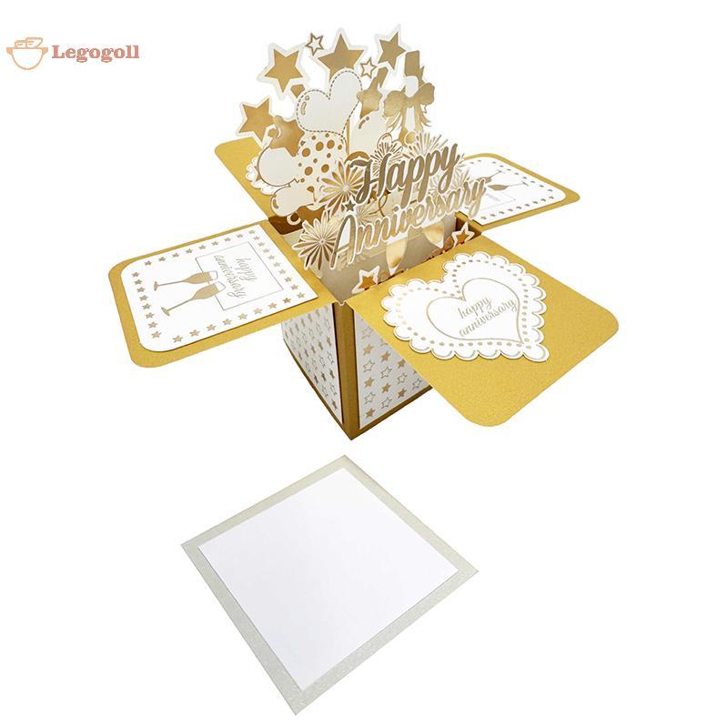 Legogoll การ์ดครบรอบ 50 ปี, 3D Gold Happy Anniversary Pop Up Card พร้อมซองจดหมายสําหรับสามีภรรยาคู่ผ