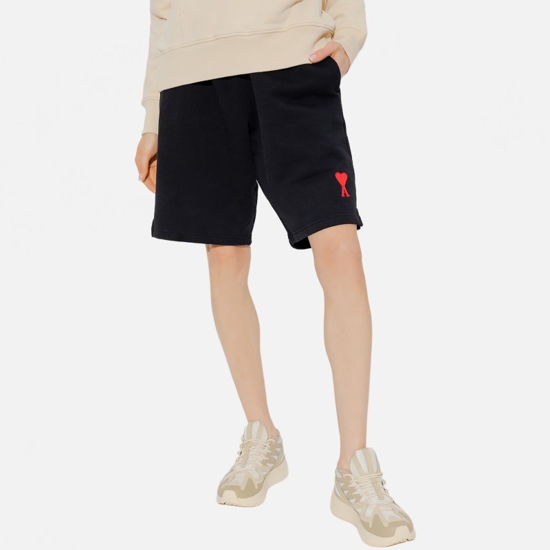 Ami Paris กางเกงขาสั้นลำลอง สไตล์ห้าจุด สีทึบ สำหรับผู้ชายและผู้หญิง