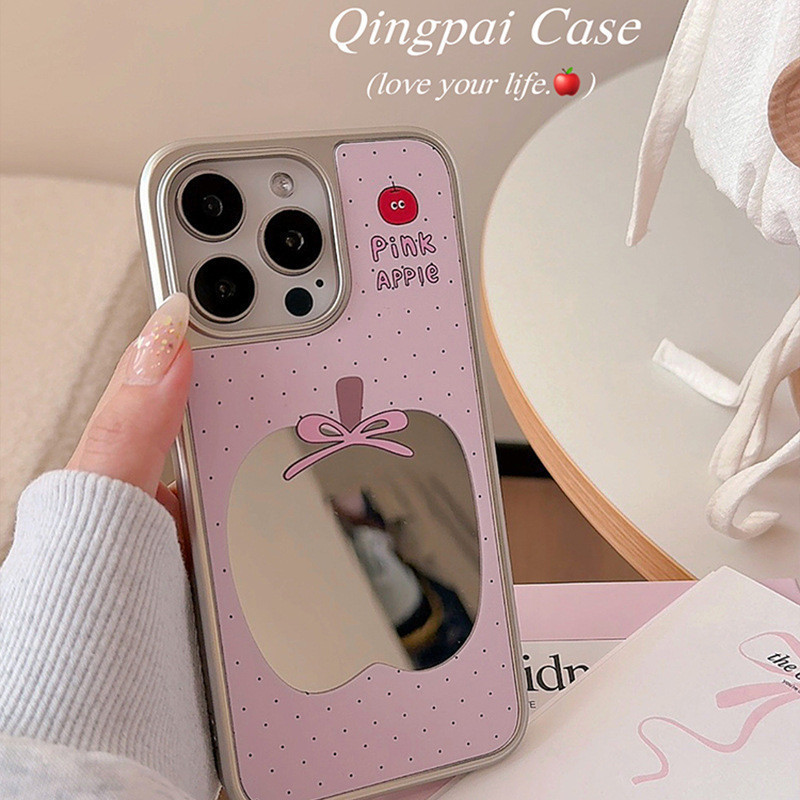 Bow Apple แต่งหน้ากระจกเคสโทรศัพท์ Drop-Resistant สําหรับ iPhone 16 Promax 15 Promax 11 12 13 14plus 15plus 16e 16plus 15pro