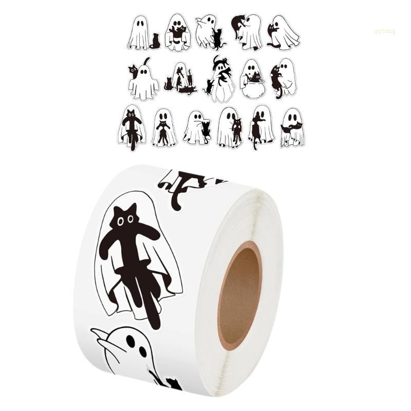 QQ* 500 ชิ้น Ghostly สติกเกอร์ตกแต่งกาวห่อป้ายสําหรับ Notebook Journal