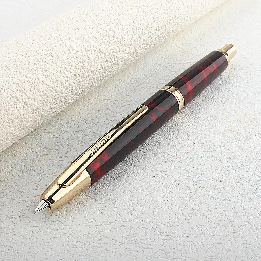 Jinhao 10 กด Fountain ปากกา Retractable Ef Nib 0.38 มม.โลหะ Matte สีดําเขียนหมึกปากกา Converter สําห