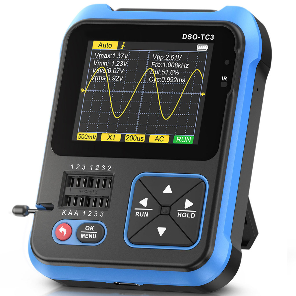 ที่สุด FNIRSI DSO-TC3 Digital Oscilloscope เครื่องทดสอบทรานซิสเตอร์ฟังก์ชั่นสัญญาณเครื่องกําเนิดไฟฟ้
