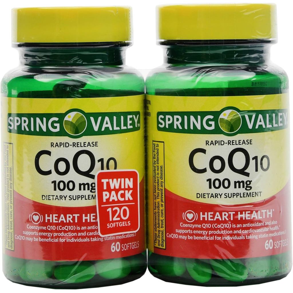 Spring Valley Co Q-10 100mg อาหารเสริมสุขภาพหัวใจ, 120 ซอฟท์เจล