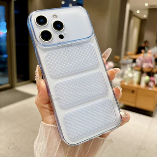 น้ําแข็งเจาะรังผึ้งกระจายความร้อนตาข่ายทีพียูเคสนิ่มสําหรับ ไอโฟน 17 16 15 14 13 12 โปรแม็กซ์ กันลื่นและป้องกันการตกฝาหลัง