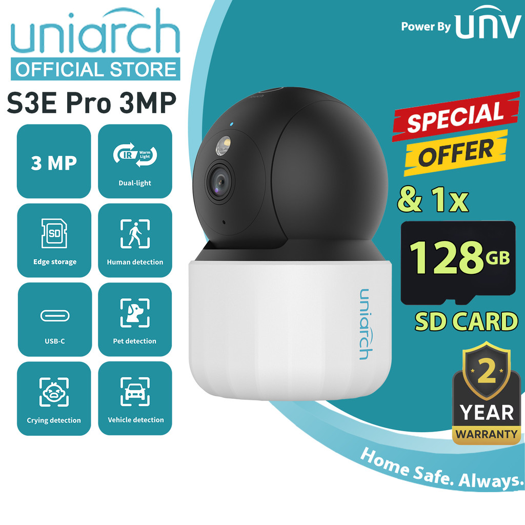 Uniarch S3E Pro 3MP H.265 IR Night Vision Home Security กล้องวงจรปิดในร่มการตรวจจับสัตว์เลี้ยงโดย UN