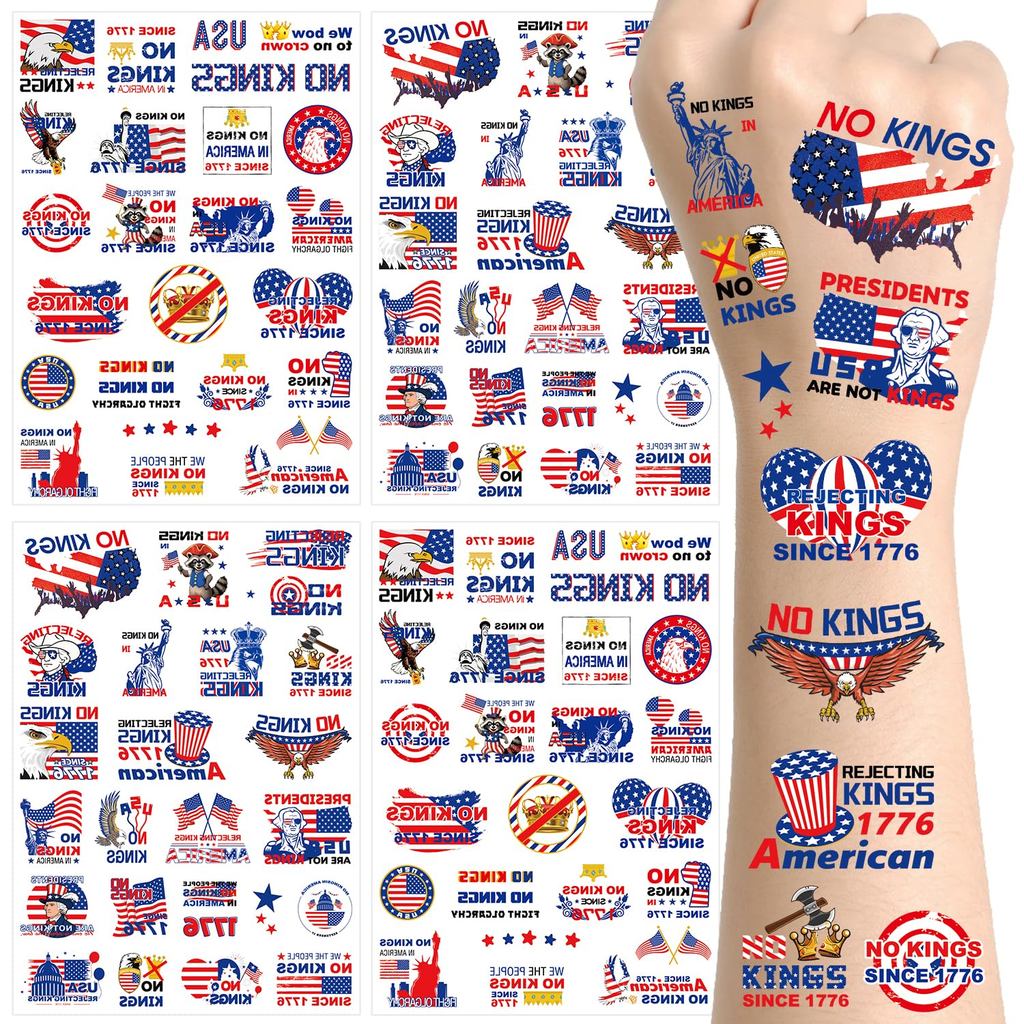 92 + รูปแบบไม่มี King รอยสักชั่วคราว, 4 แผ่นไม่มี Kings In America ตลกไม่ My President กับปลอม Tatto