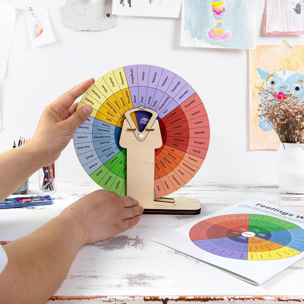 Feelings Wheel Therapy Office Desk Decor – Spinning Emotion Wheel สําหรับเด็กและผู้ใหญ่ – เครื่องมือ