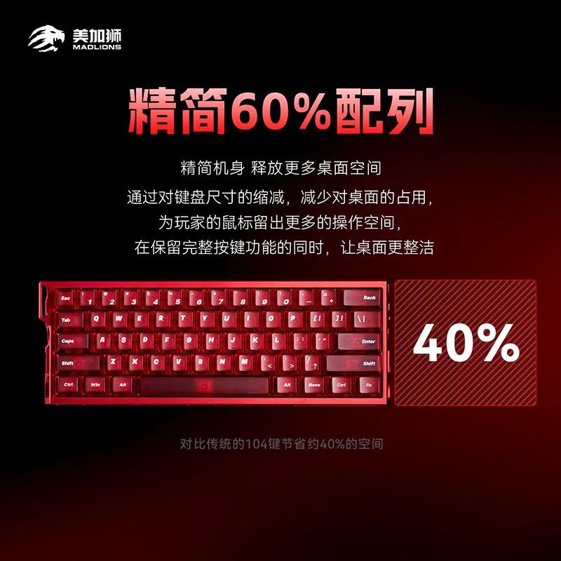 [Meijiashi] MAD light 60HE Gaming Keyboard Web Drive การเชื่อมต่อแบบมีสายแกนแม่เหล็กกลวง...*30703