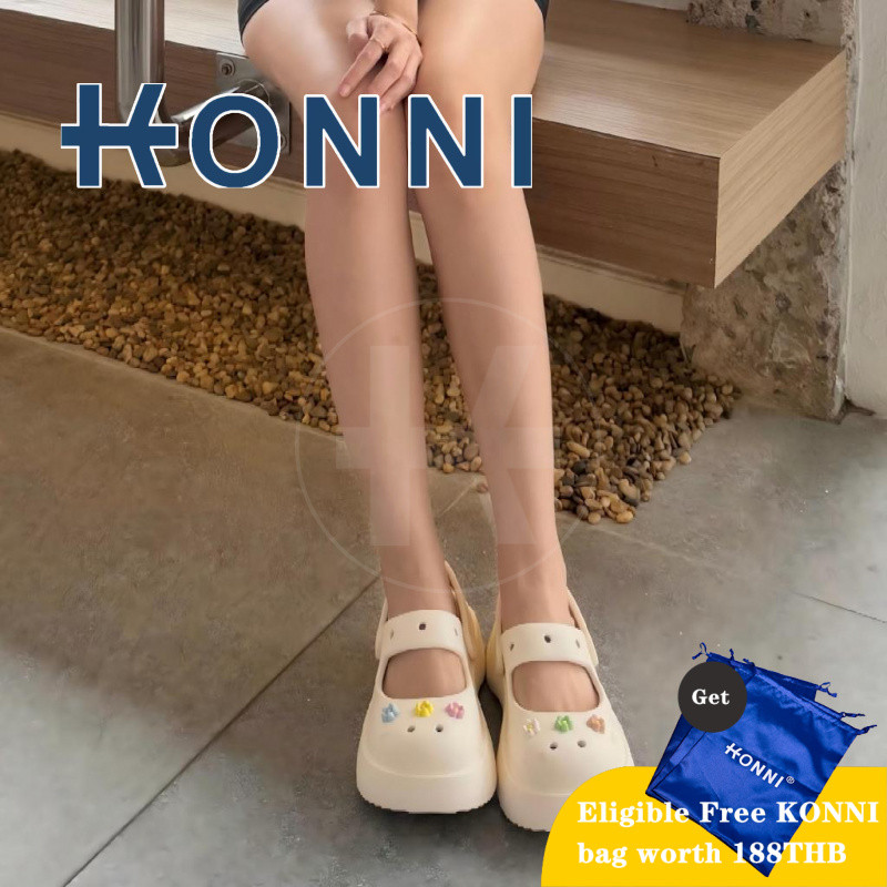 KONNI พร้อมส่งจากไทย แมรี่เจน  พื้นสูง กันลื่น  โลลิต้า   รองเท้าแตะหัวโต  EVA  รองเท้าหัวโต มรี่เจนวินเทจ KN2-0402
