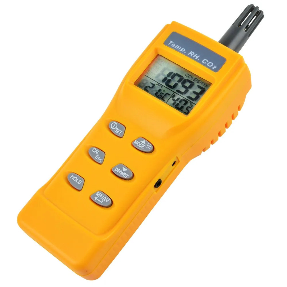 ของแท้ในร่ม Air คุณภาพ 9999ppm ดิจิตอลคาร์บอนไดออกไซด์อุณหภูมิความชื้น NDIR Sensor IAQ CO2 Monitor W