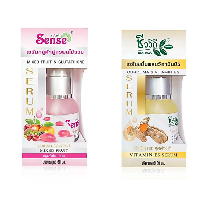 ชีววิถี [สิว ฝ้า กระ จุดด่างดำ] เซรั่มบำรุงผิวหน้าขมิ้นผสมวิตามินบี5 Sense เซรั่มMixed Fruitสูตรผลไม