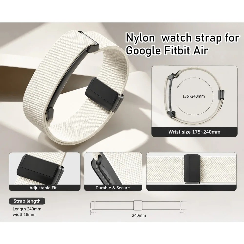 สายนาฬิกาซิลิโคนไนลอนสําหรับ Google Fitbit Air น้ําหนักเบา Breathable Multi-scene สายรัดข้อมือสําหรับ Google Fitbit Air