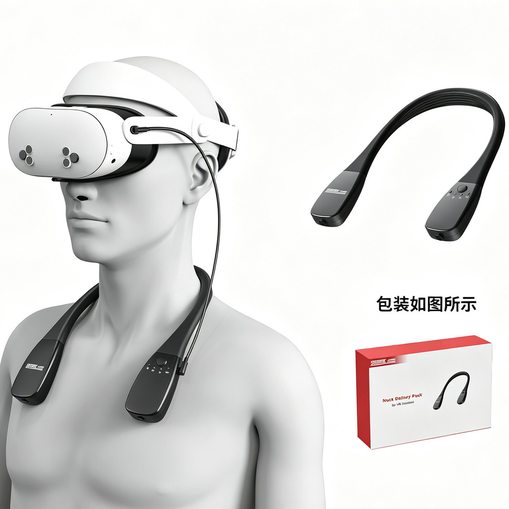 VR คอแบตเตอรี่แพ็ค 10000mAh สําหรับ Meta Quest 3/3S, Quest 2, Quest Pro, PICO 4, 18W PD Fast CHARGIN