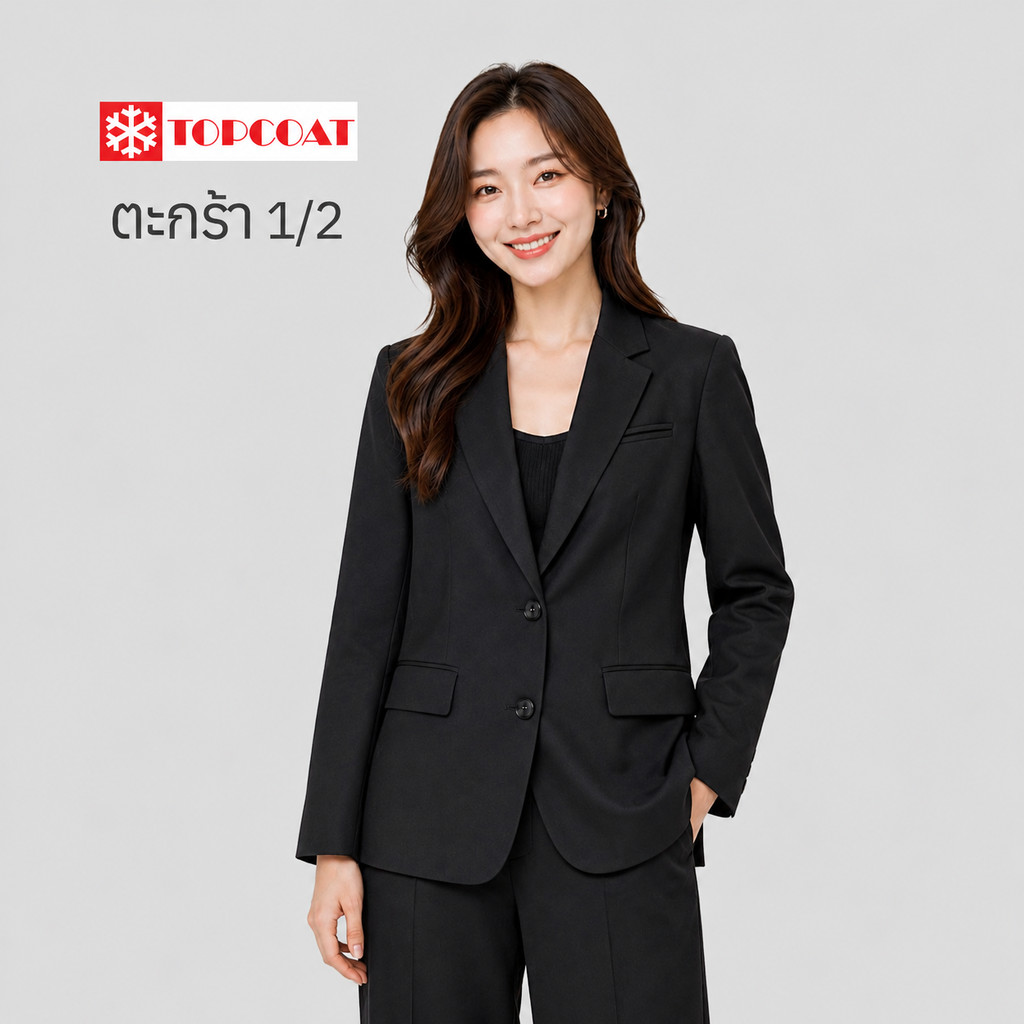 TOPCOAT สูทเบลเซอร์ผู้หญิง ทรงเข้ารูป 2กระดุม สีพาสเทล ครีม ชมพู เขียว ดำ ขาว ครีมอ่อน น้ำตาล (1 ตัว) Size : S-3Xl