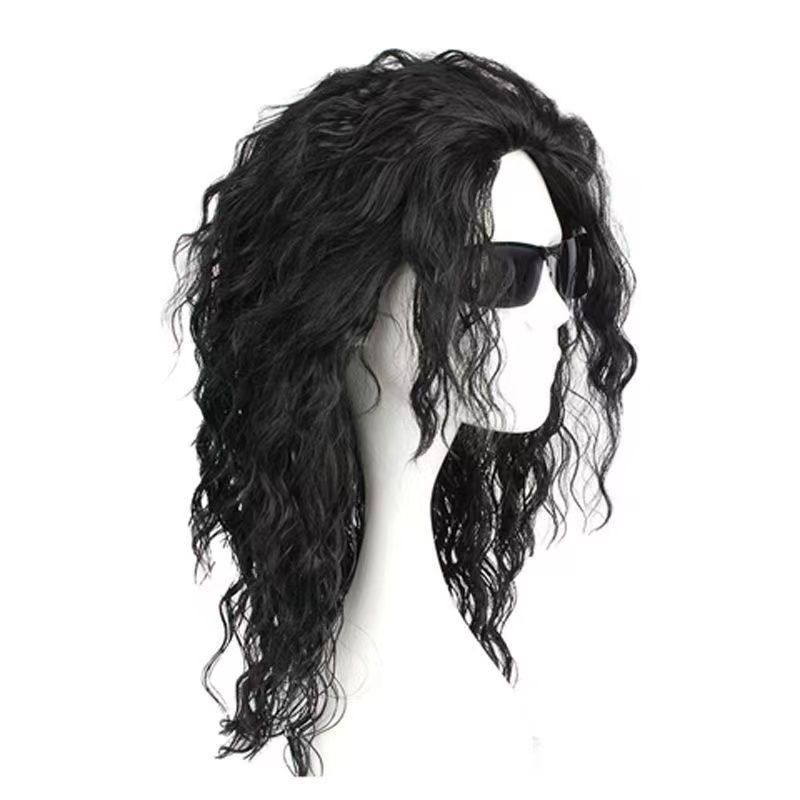 Michael Jackson Wig Rock cos จําลองแสดง Sketch Performance Backward Curly Hair Stage Performance MJ 