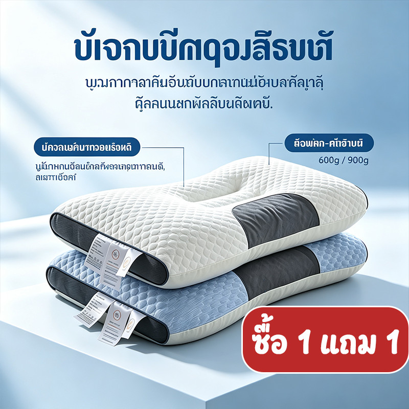 📢ซื้อ1แถม1📢 หมอน หมอนสุขภาพ 600g/900g ป้องกันไรต้านเชื้อแบคทีเรียหมอน นอนนานไม่ทรุด บรรเทาอาการปวดคอ นุ่ม หลับสบายDeep