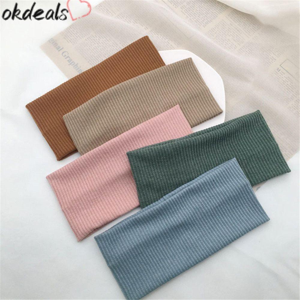 OKDEALS ที่คาดผมแบบสปอร์ตถักยืดแฟชั่นผู้หญิงที่คาดผมกว้าง