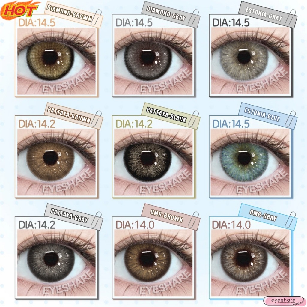 Eyeshare คอนแทคเลนส์ 14.0-14.5 มม. 2 ชิ้น สีน้ําตาล/เทา เลนส์เสริมความงามธรรมชาติสําหรับดวงตา
