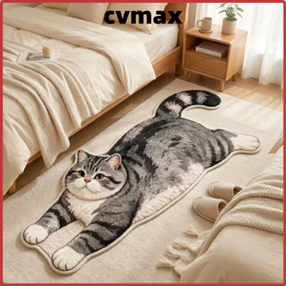 CVMAX พรมตกแต่งบ้าน,พรมกันลื่น 2D Cat-Shaped พรมพื้นที่,นุ่มป้องกันการเปรอะเปื้อนทําความสะอาดง่ายพรมการ์ตูนห้องนั่งเล่น
