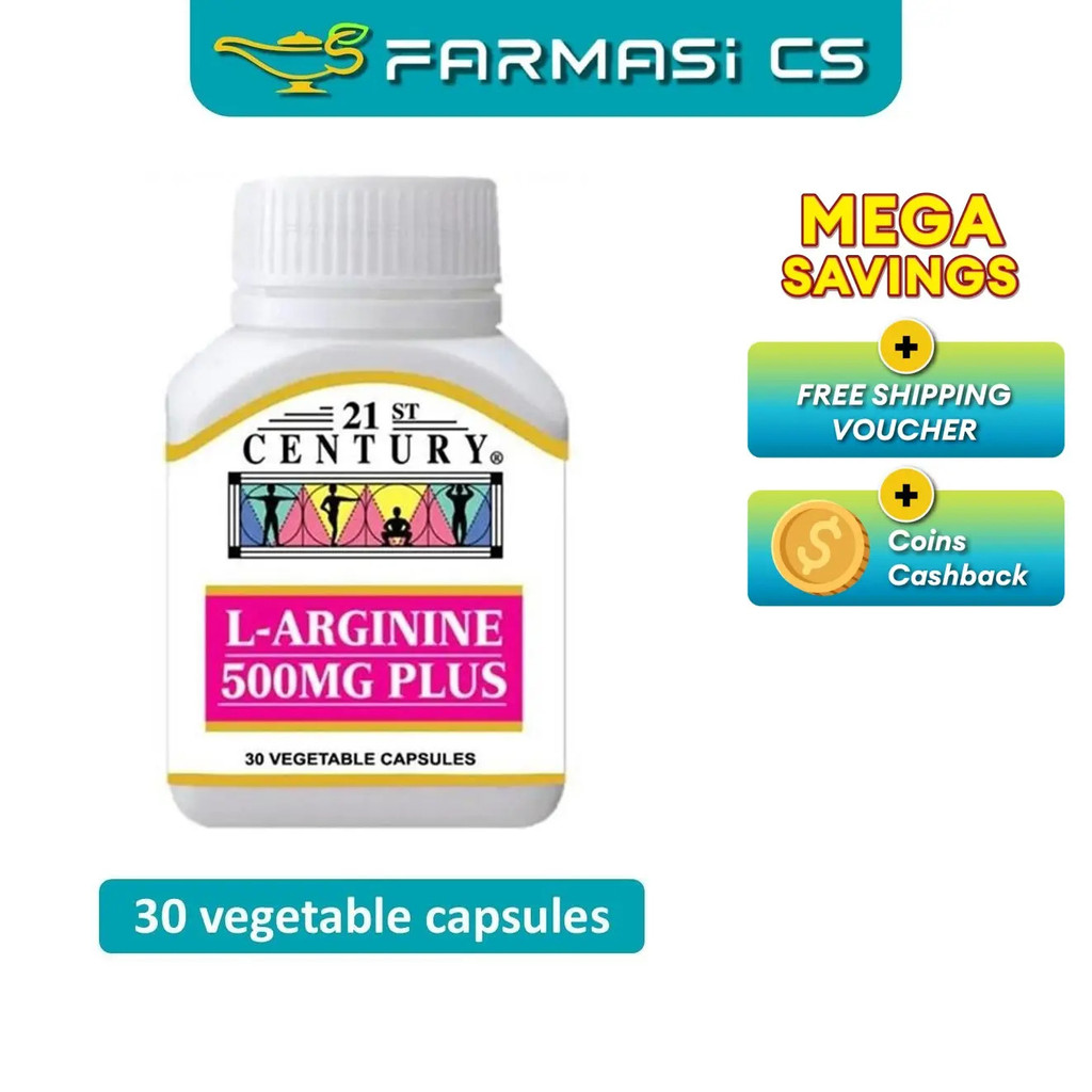 21st Century L-Arginine 500mg Plus 30 แคปซูล EXP:05/2027 [ Larginine, L argiine Farmasi CS ]