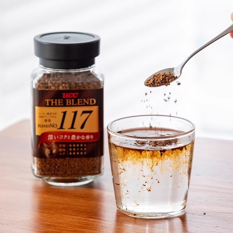 ญี่ปุ่นนําเข้า UC กาแฟดํา 117 กาแฟสําเร็จรูปไม่มีซูโครส 114 เม็ดกาแฟบริสุทธิ์ 90ก บรรจุขวด