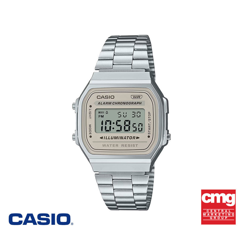 CASIO นาฬิกาข้อมือ CASIO รุ่น A168WA-8AYDF วัสดุสเตนเลสสตีล สีขาวครีม