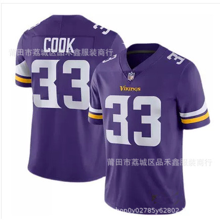 ส่งเร็ว!!NFL Minnesota Vikings Minnesota Vikings Rugby Jersey 33-Dalvin Cook Jersey