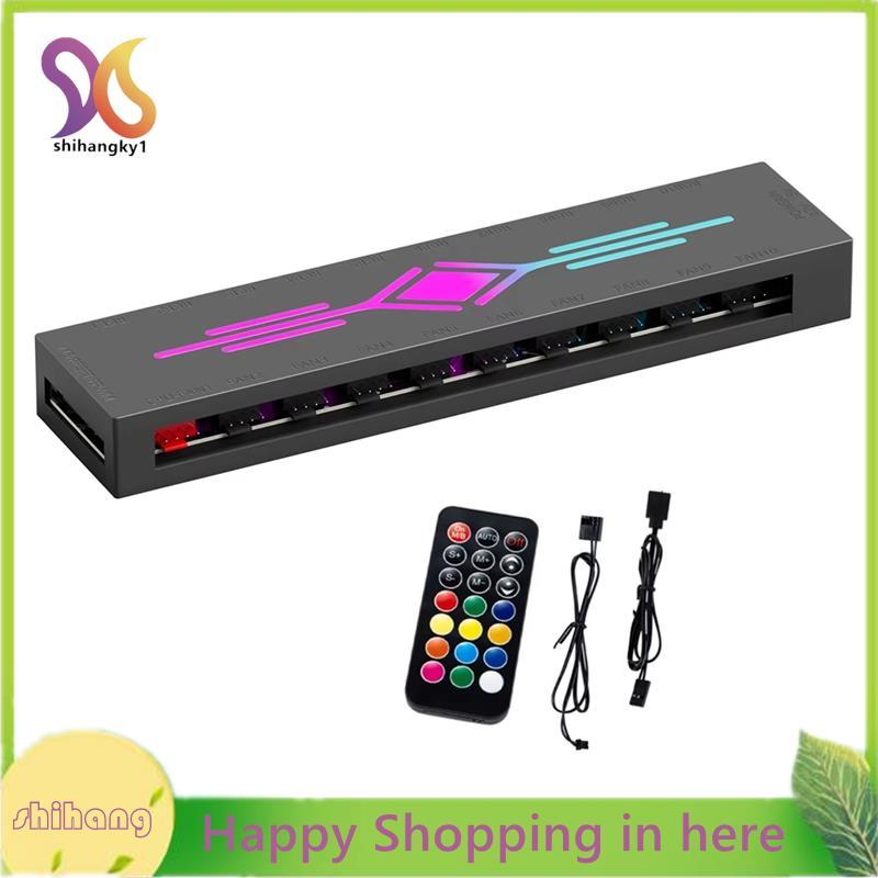 HA60 ARGB&FAN HUB X10 5V 3Pin + PWM 4Pin 2 in 1, รองรับ M/B AURA SYNC & Music Induction & IR รีโมทคอ