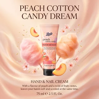 Boots Flavour Peach Cotton Candy Hand And Nail Cream 75Ml บู๊ทส์ เฟเวอร์ พีช คอตตอน แคนดี้ แฮนด์ แอนด์ เนล
