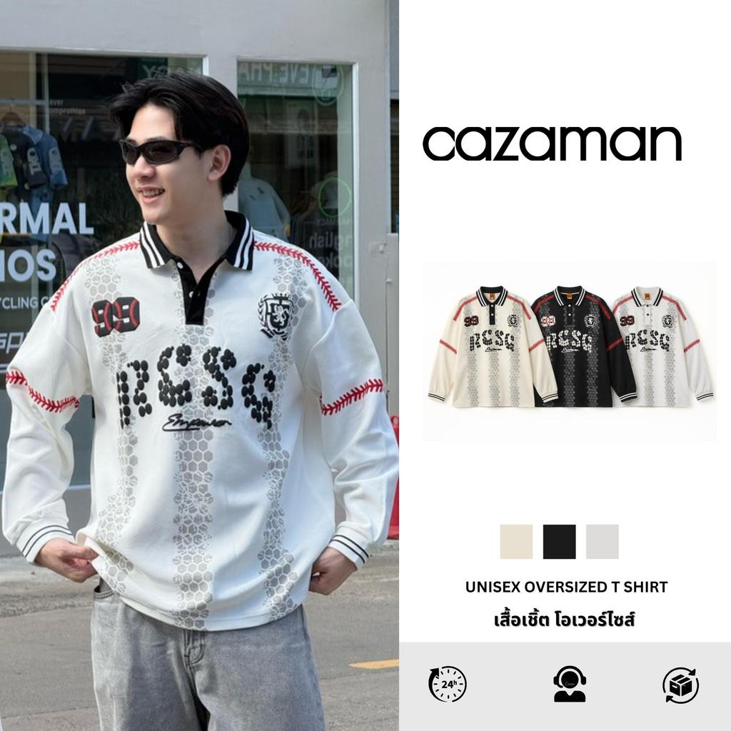 CAZAMAN เสื้อเชิ้ต OVERSIZE เสื้อเชิ้ตไตส์ เสื้อเชิ้ตสำหรับผู้ชาย แขนสั้น ติดกระดุมหน้า C26801