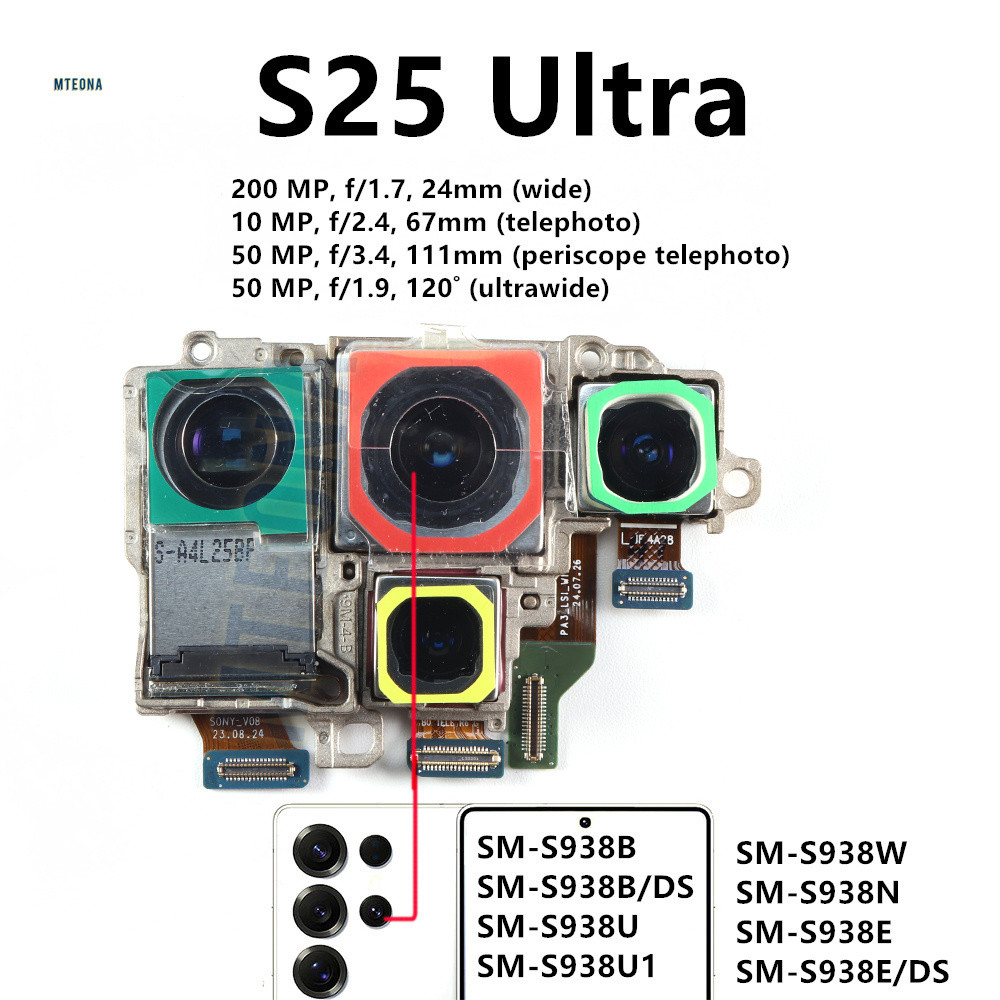 ซ่อมอะไหล่กลับ Facing ชุดกล้องสําหรับ Samsung Galaxy S25 Ultra S938N SM-S938B S938U S938E/DS โทรศัพท