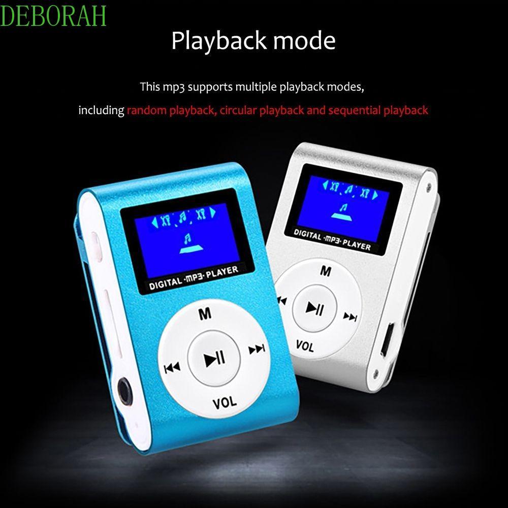DEBORAH เครื่องเล่น MP3 ขนาดเล็กแบบพกพา, Lossless Sound คลิปโลหะ USB MP3 เครื่องเล่นเพลง,เครื่องบันทึกพร้อมหน้าจอ LCD รองรับ SD TF Slim นักเรียน Walkman ของขวัญ