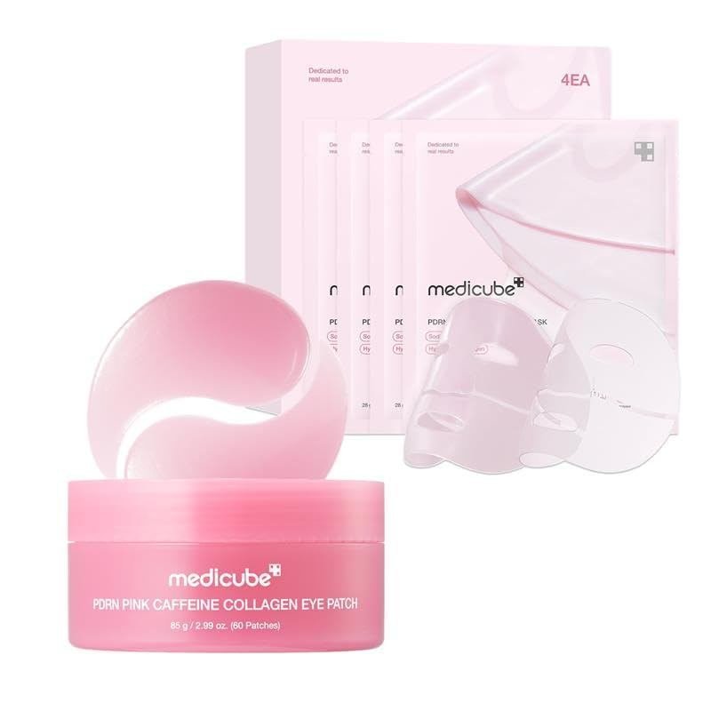MedicubeUltimateGlassGlowEye&MaskNightDuoPDRNCffeineCollagenEyePatch&SalmonDNAJellyMask|DarkCircleCa