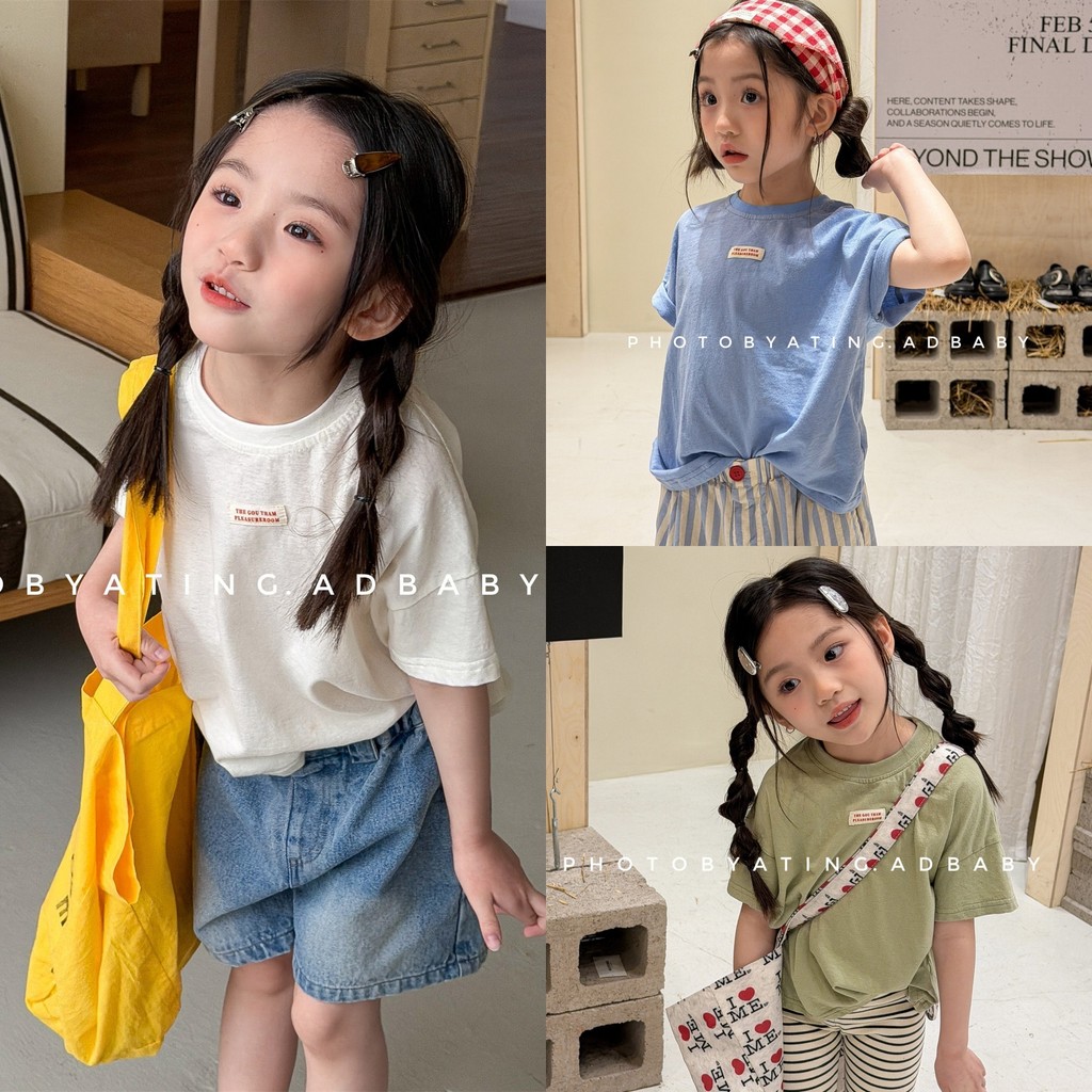 Huzhou Zhili เสื้อผ้าเด็กเด็กสาวเกาหลีเสื้อยืดแขนสั้นชายเสื้อ Bottoming 7233