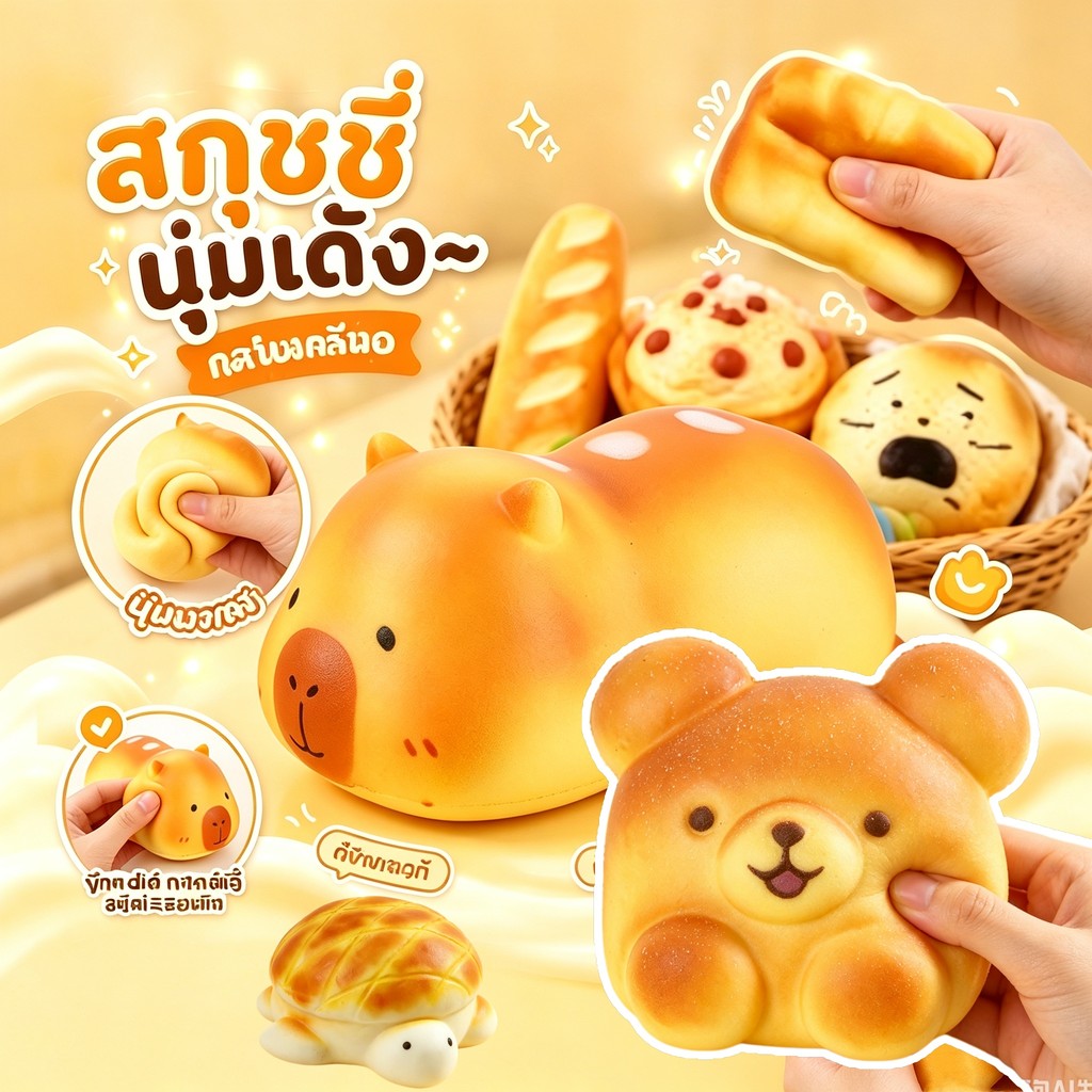 หมีนุ่มขนมปังบีบของเล่นจําลองที่สมจริงอาหารอุปกรณ์ประกอบฉากบรรเทาความเครียดสําหรับเด็ก
